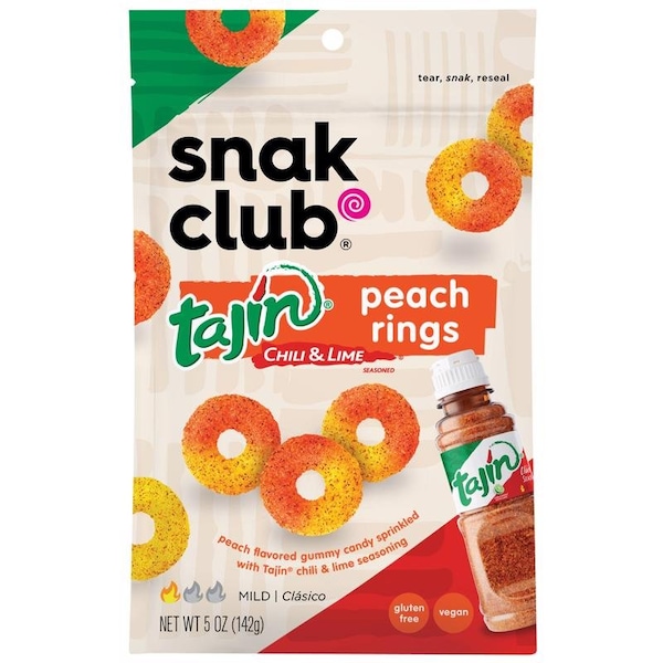 Snak Club Snak Club Tajin Chili and Lime Peach Rings 5 oz Bagged 1721647 - main